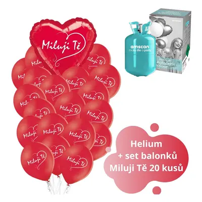 Helium set - červené balónky Miluji Tě balonky.cz