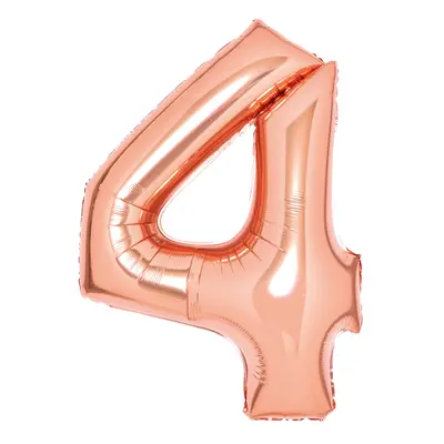 Balónek fóliový narozeniny číslo 4 růžovo-zlaté 66cm Amscan