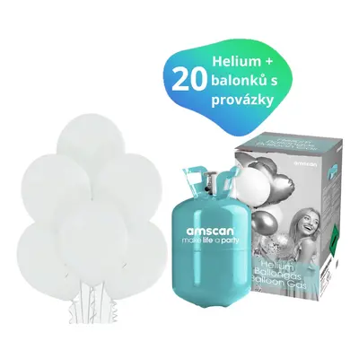 Helium set s balónky 20 ks bílé