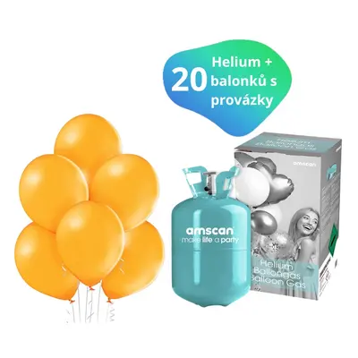 Helium bomba + balónky 20 ks oranžové