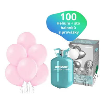 Helium sada + balonky světlerůžové 100 ks - Balonky.cz