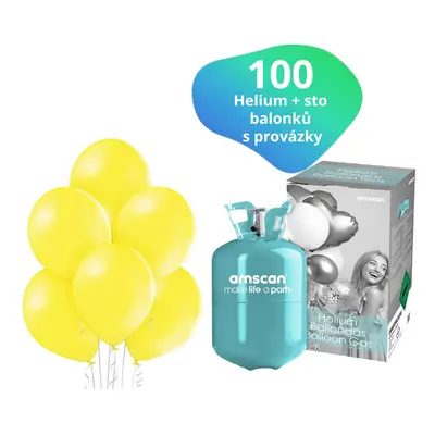 Helium sada + balonky žluté 100 ks - Balonky.cz