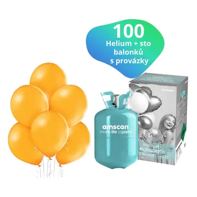 Helium sada + balonky oranžové 100 ks - Balonky.cz