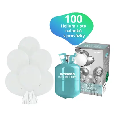 Helium sada + balonky bílé 100 ks - Balonky.cz