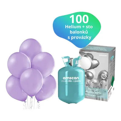 Helium sada + balonky levandulové 100 ks - Balonky.cz