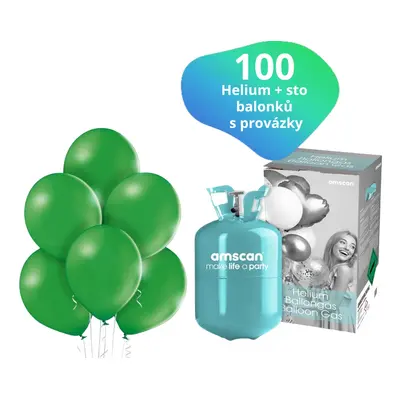 Helium sada + balonky zelené 100 ks - Balonky.cz