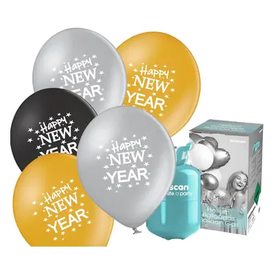 Helium set Happy New Year balónky Metallic mix 25ks - Balonky.cz