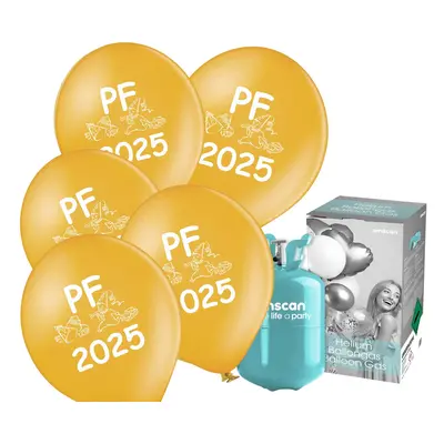 Helium set se silvestrovskými balónky PF 2025 25 ks - Balonky.cz