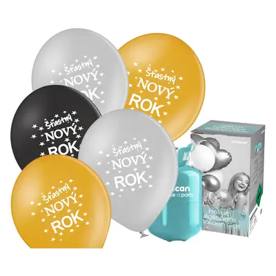 Helium set s balónky Šťastný NOVÝ ROK mix 25 ks - Balonky.cz