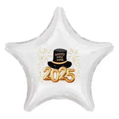 Silvestrovský balónek Happy New Year 2025 hvězda Balonky.cz