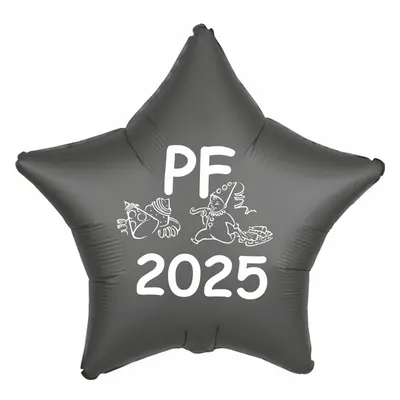 Silvestrovský balónek fóliový PF 2025 černá hvězda Balonky.cz