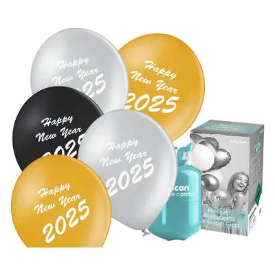 Helium set s balónky Happy New Year Metallic mix 25ks - Balonky.cz