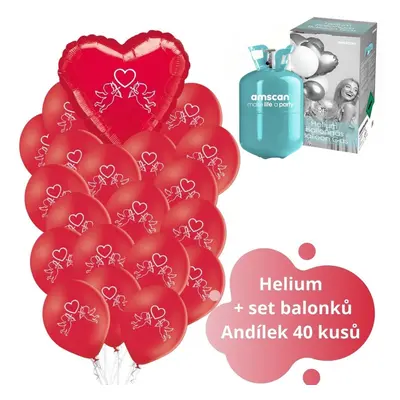 Helium set velký - červené balónky Andílek 40 ks balonky.cz