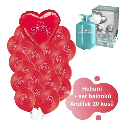 Helium set - červené balónky Andílek 20 ks balonky.cz