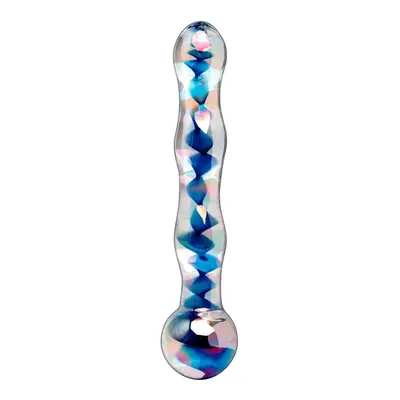 Bad Kitty - Leather Whip with Glass Dildo (Transparent-Black)