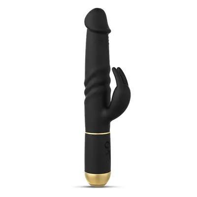 Bad Kitty - Leather Whip with Glass Dildo (Transparent-Black)