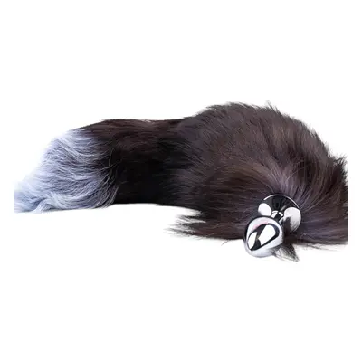 Sunfo - Metal Anal Dildo with Fox Tail (Silver-Black)