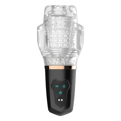 Funny Me Rocket Cup - Suction & Vibration Masturbator (Transparent-Black)