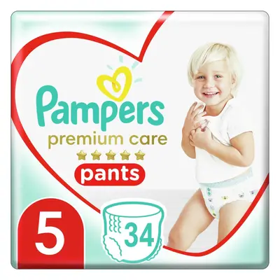 Pampers Premium Care Pants Junior Size 5 jednorázové plenkové kalhotky 12-17 kg 34 ks