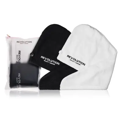 Revolution Haircare Microfibre Hair Wraps ručník na vlasy odstín Black/White 2 ks