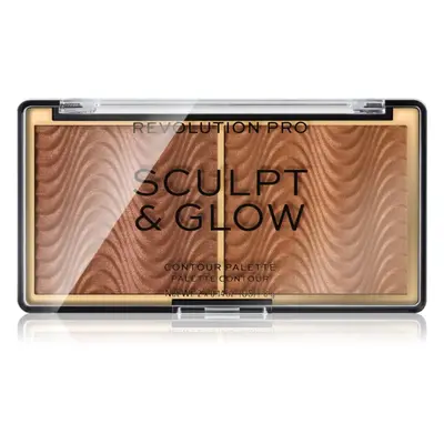 Revolution PRO Sculpt And Glow konturovací a rozjasňující paleta odstín Medium-Deep 8 g