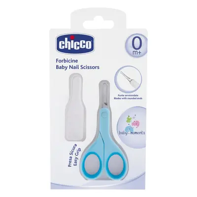 Chicco Baby Moments dětské nůžky s kulatou špičkou 0m+ Blue 1 ks