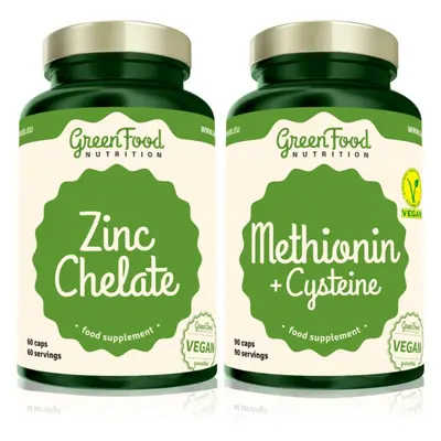 GreenFood Nutrition Methionin with Cysteine + Zinc Chelate sada pro krásné vlasy, pleť a nehty