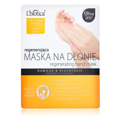 L’biotica Masks regenerační maska na ruce ve formě rukavic 26 g