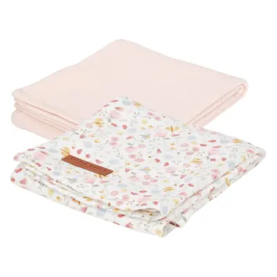 Little Dutch Swaddler Pure Soft Pink látkové pleny 2 ks Flowers & Butterflies 70x70 cm