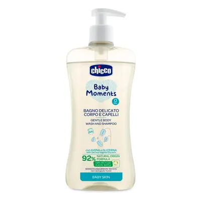 Chicco Baby Moments jemný dětský šampon na vlasy a tělo 500 ml