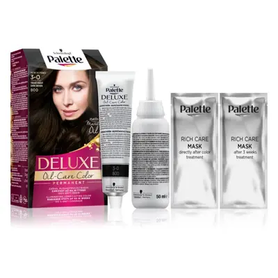 Schwarzkopf Palette Deluxe permanentní barva na vlasy odstín 3-0 800 Tmavě hnědý 1 ks