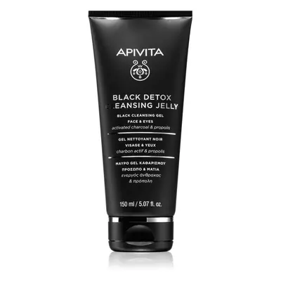 Apivita Cleansing Black Detox Cleansing Gel čisticí gel s aktivním uhlím na obličej a oči 50 ml