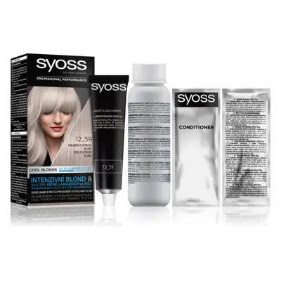 Syoss Permanent Cool Color permanentní barva na vlasy odstín 12_59 Chladná platinová blond 1 ks