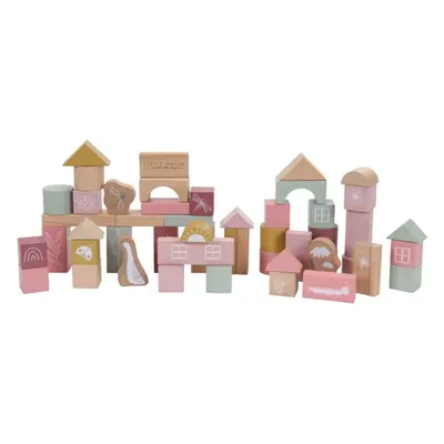 Little Dutch Building Blocks kostky ze dřeva 2 y+ Pink 50 ks