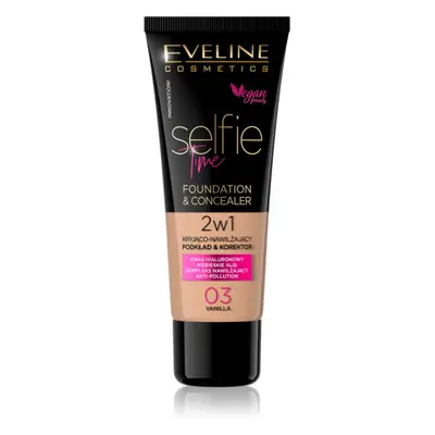 Eveline Cosmetics Selfie Time make-up a korektor 2 v 1 odstín 03 Vanilla 30 ml