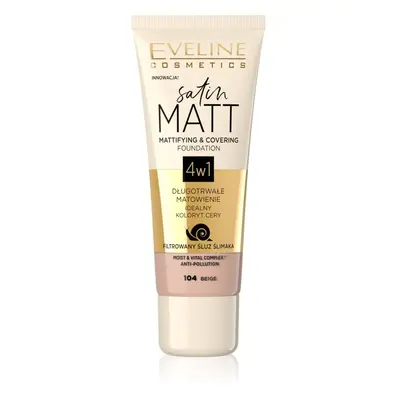 Eveline Cosmetics Satin Matt matující make-up se šnečím extraktem odstín 104 Beige 30 ml