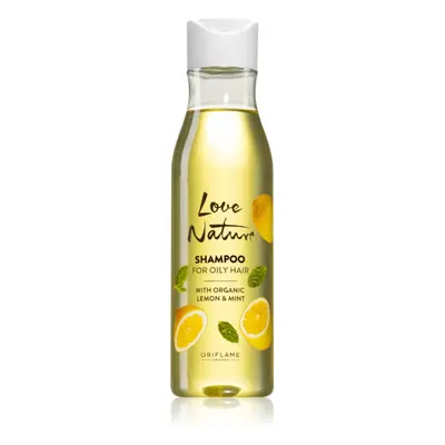 Oriflame Love Nature Organic Lemon & Mint hloubkově čisticí šampon pro mastné vlasy 250 ml