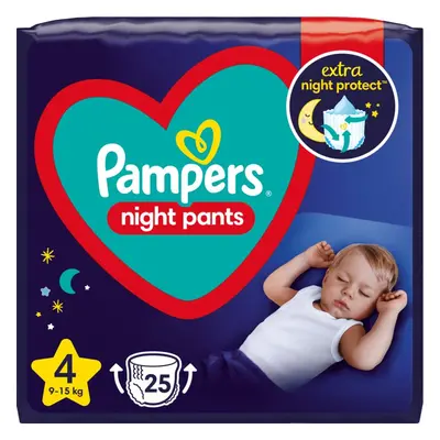 Pampers Night Pants Size 4 jednorázové plenkové kalhotky na noc 9-15 kg 25 ks