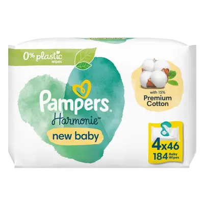 Pampers Harmonie New Baby vlhčené čisticí ubrousky pro děti 4x46 ks