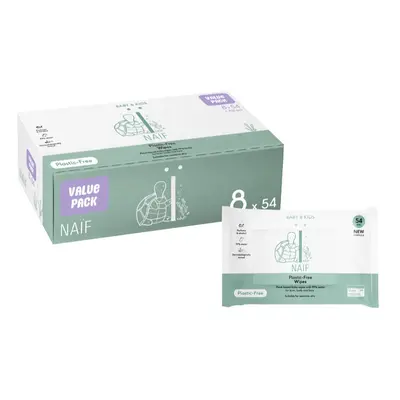 Naif Baby & Kids Plastic Free Wipes vlhčené ubrousky pro děti od narození 8x54 ks