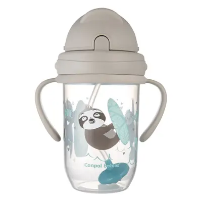 Canpol babies Exotic Animals Cup With Straw hrnek s brčkem Gray 270 ml