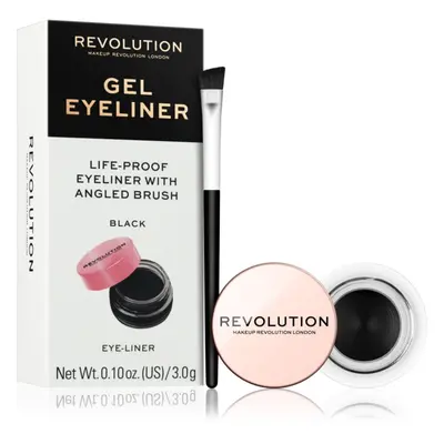 Makeup Revolution Gel Eyeliner Pot gelové oční linky se štětečkem odstín Black 3 g