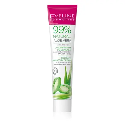 Eveline Cosmetics 99% Natural Aloe Vera zklidňující depilační krém linie bikin a podpaží 125 ml