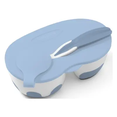 BabyOno Be Active Two-chamber Bowl with Spoon jídelní sada pro miminka Blue