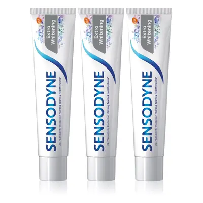 Sensodyne Extra Whitening bělicí zubní pasta s fluoridem pro citlivé zuby 3x75 ml