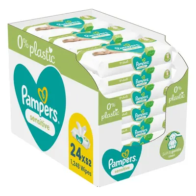 Pampers Sensitive Plastic Free vlhčené čisticí ubrousky pro děti pro citlivou pokožku 24x52 ks