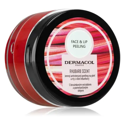 Dermacol Face & Lip Peeling Rhubarb cukrový peeling na rty a tváře 50 ml