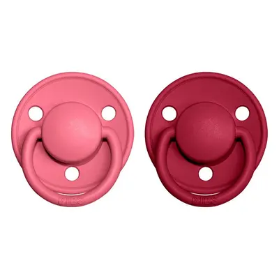 BIBS De Lux Natural Rubber Size 2: 6+ months dudlík Coral / Ruby 2 ks