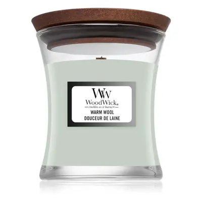 Woodwick Warm Wool vonná svíčka s dřevěným knotem 85 g