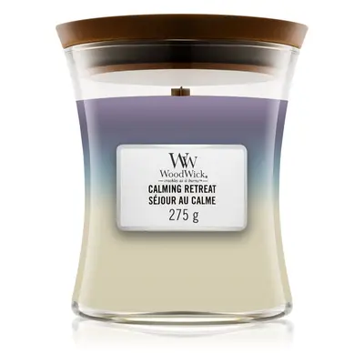 Woodwick Trilogy Calming Retreat vonná svíčka s dřevěným knotem 275 g